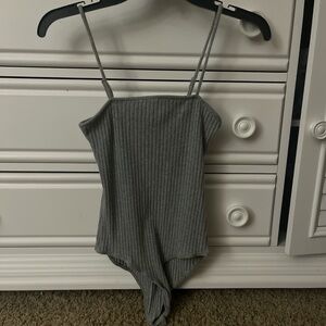 Heart & Hips Gray Ribbed Bodysuit